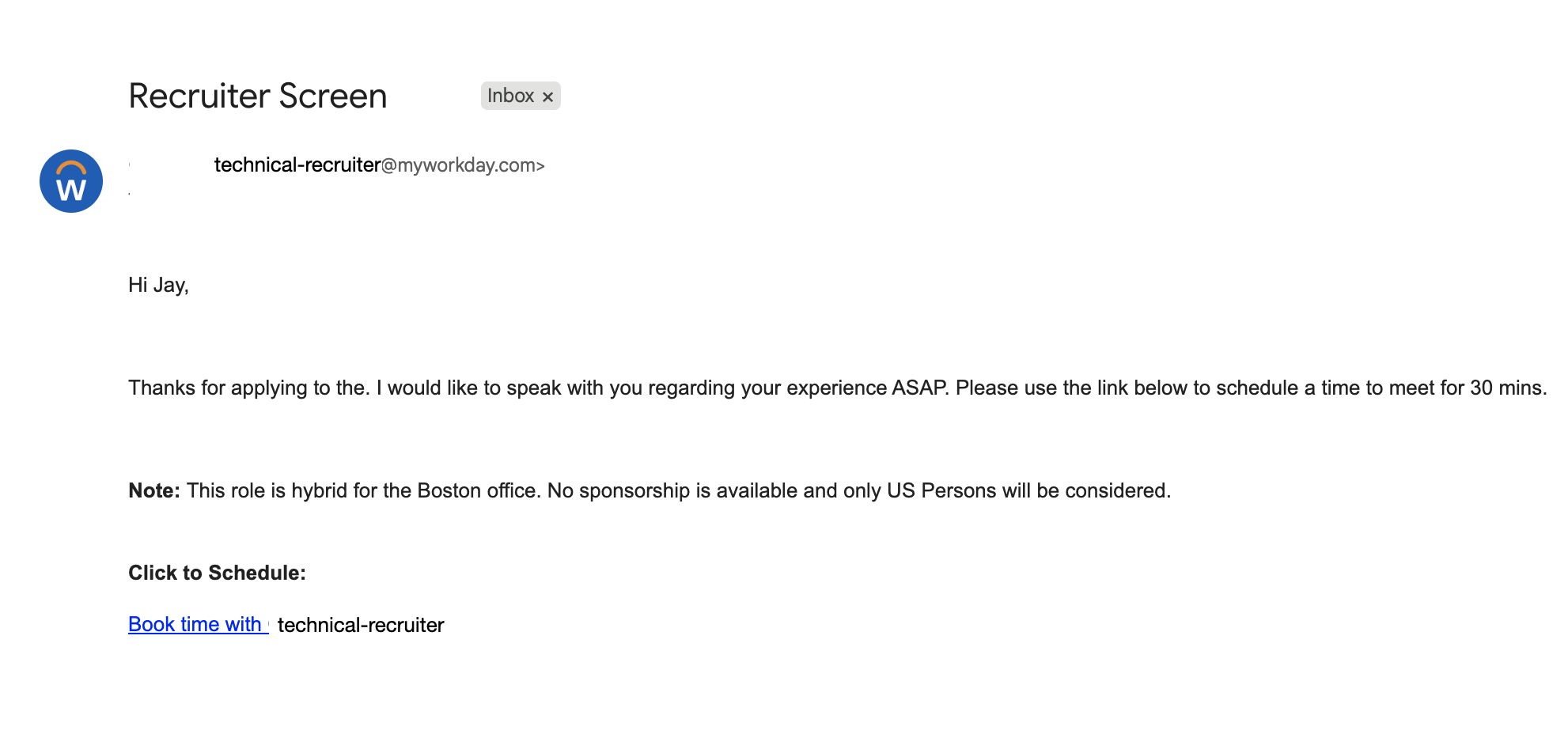 It's real. Here's the email.